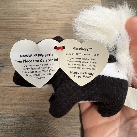 (2009) McDonald’s Ty Teenie Beanie 30th Anniversary “Skunkers” the Skunk 5” - Picture 2 of 5